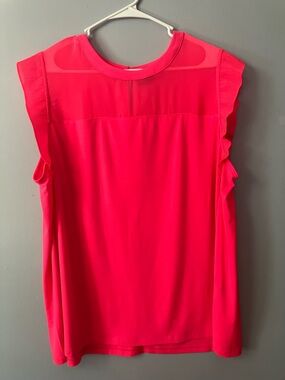 Worthington Hot Pink Ruffle Sleeve Sleeveless Top